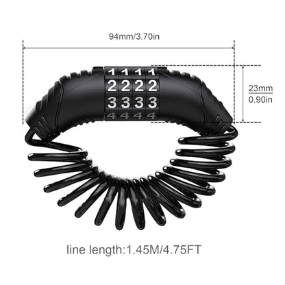 Windance 2pcs Motorcycle Helmet Lock Cable, Anti-Theft Retractable Luggage Lock with 4 Digit Password Combination Security Lock (Black 2pcs) - color: Black 2pcs