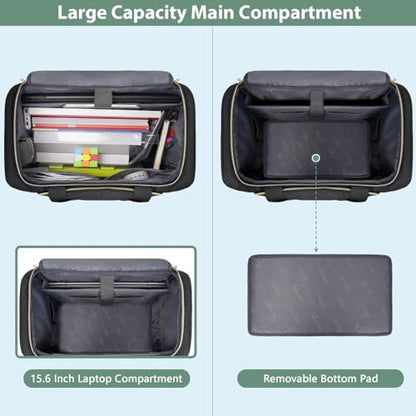 MATEIN Rolling Laptop Bag for Women, 15.6 Inch Rolling Briefcase with Wheels &Detachable Cart, Roller Computer Teacher Tote Bag with Insulated Lunch Box for Nurse Work Business Office, Deep Black - color: Deep Black
