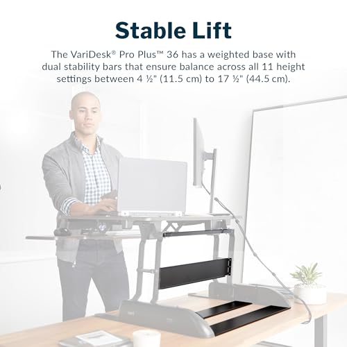 Vari VariDesk Pro Plus 36 Standing Desk Converter – 11 Height Settings + Spring Lift, 2 Tier Design, Keyboard Tray, Fits Desktops 36” Wide x 26.5" Deep – Delivers Fully Assembled (Walnut) - color: Walnut