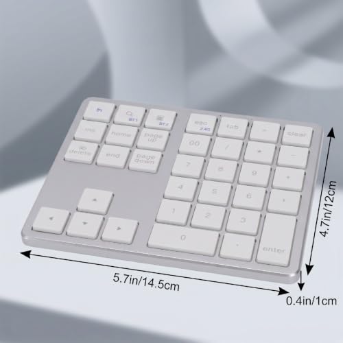 Wireless Number Pad, 35 Key Quiet Scissor Switch, Ultra Light Compact, Bluetooth 2.4G Dual Mode, Rechargeable, for Laptop PC Desktop (White) - color: White