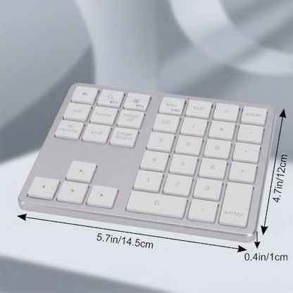 Wireless Number Pad, 35 Key Quiet Scissor Switch, Ultra Light Compact, Bluetooth 2.4G Dual Mode, Rechargeable, for Laptop PC Desktop (White) - color: White