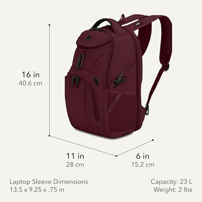 SwissGear 1900 Mini ScanSmart 16-Inch Backpack, Fits Up to 13-Inch Laptop, RFID Protection & ScanSmart TSA-Friendly Compartment, Merlot - color: Merlot