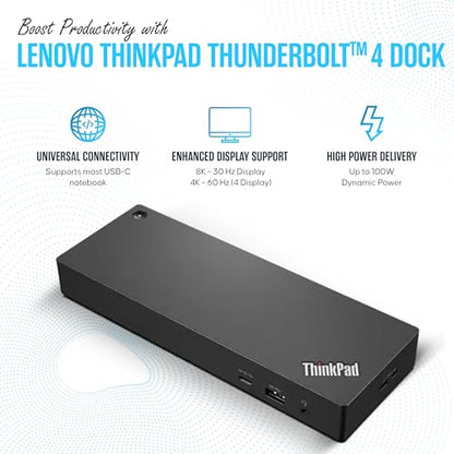 40B00135US Lenovo Docking Station Thunderbolt 4 Dock - Thinkpad Docking Station USB C with 135W, HDMI, DisplayPort & USB-C to C Cables