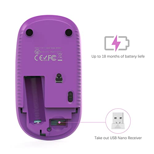 Unipows Wireless Mouse-2.4G Slim Portable Computer Mouse, Gradient Purple | Nano Receiver, Less Noise Mobile Optical Mice for Notebook, PC, Laptop, Desktop - color: Gradient Purple