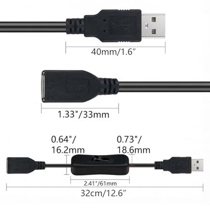 Gebildet 5pcs USB Cable with Switch, Male to Female Extension Cord Inline Rocker On/Off Switch for Driving Recorder, LED Desk Lamp, USB Fan, LED Strip - style: USB switch(black)
