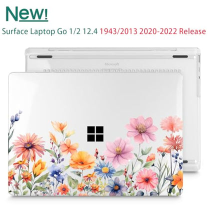 Mektron Surface Laptop Go 12.4 inch Case Compatible with Go 3/2/1 Microsoft Surface Laptop 12.4" Cover 2023-2020 Releases Model 1943/2013 Plastic Hard Shell Case with Screen Protector, Floral P165 - color: Floral P165