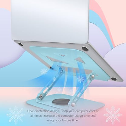 360° Rotating Laptop Stand, Carbon Steel Ergonomic Cooling Riser,Foldable Portable,Fits 10-16 Inch Laptops/Tablets/Phones,Blue,3-Year Warranty - color: Blue