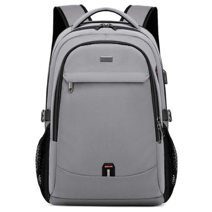 17 Inch Travel Laptop Backpack Water Resistant College Backpack for Men Laptop Bag with USB Charging Port,Light Grey - color: Light Grey
