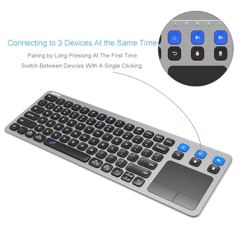 Arteck Universal 2.4G Wireless and Bluetooth Touch TV Keyboard Multi-Device with Easy Media Control and Build-in Touchpad Keyboard for Smart TV, TV Box, TV-Connected Computer, Mac, HTPC