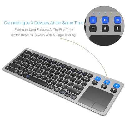 Arteck Universal 2.4G Wireless and Bluetooth Touch TV Keyboard Multi-Device with Easy Media Control and Build-in Touchpad Keyboard for Smart TV, TV Box, TV-Connected Computer, Mac, HTPC
