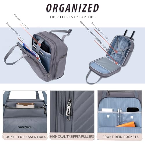 VANKEAN Carry On Underseat 16-inch Multi-functional Underseater Lightweight Overnight Suitcase with Wheels, Roller Case for Men Women Travel Business, Dark Grey - color: Dark Grey