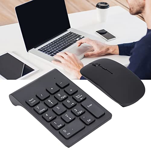 Cordless Numeric Keypad, 2.4Ghz 1200 DPI Responsive Portable 18 Keys Number Pad 4 Keys Mouse Combo with Receiver for Home Office Travel, Plug and Play