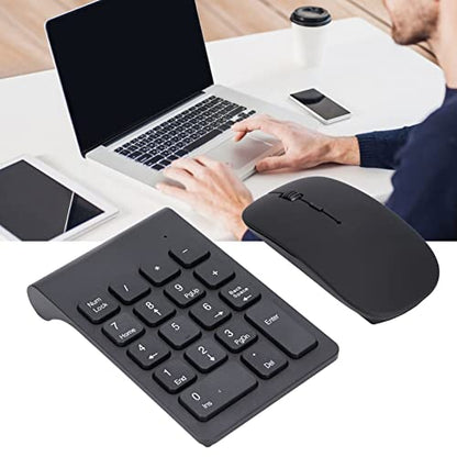 Cordless Numeric Keypad, 2.4Ghz 1200 DPI Responsive Portable 18 Keys Number Pad 4 Keys Mouse Combo with Receiver for Home Office Travel, Plug and Play
