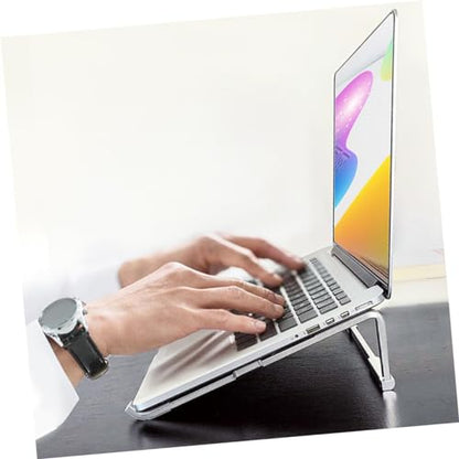 LALAFINA Foldable Desk Mount Laptop Stand Holder for Various Laptop Portable Ergonomic Computer Stand with Compact Metal Design Space Saving Notebook Riser for Comfortable Viewing and