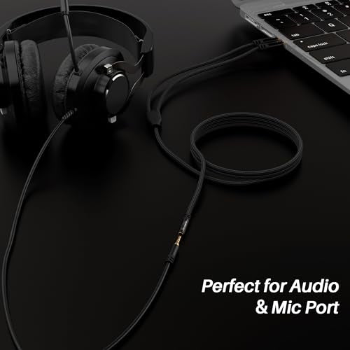 Kxable Headphone Splitter for Computer, 3.5mm Female to Dual 3.5mm Male Audio Splitter Cable, Stereo Jack Earphones Headset to PC Laptop Adapter, 1/8inch 2-in-1 Y Separator Aux Dongle Converters, 1FT - size: 1FT