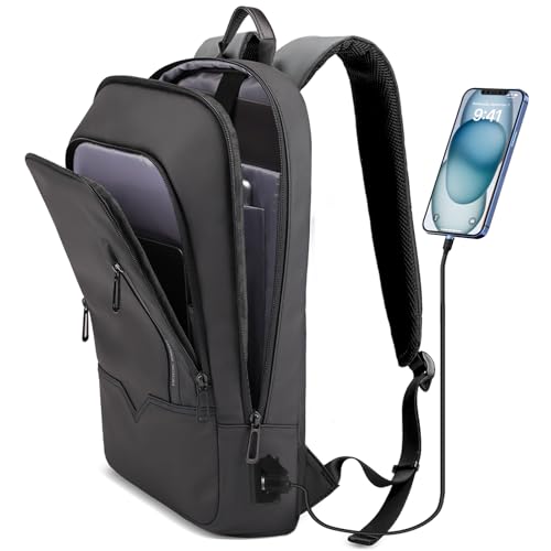 hk Backpack for Men Business Slim Laptop Bag | Anti Theft Travel Backpacks 17.3 Inch Laptop Water Resistant Computer Bag for Work Office College, Black - color: Black, size: 17.3 Inch