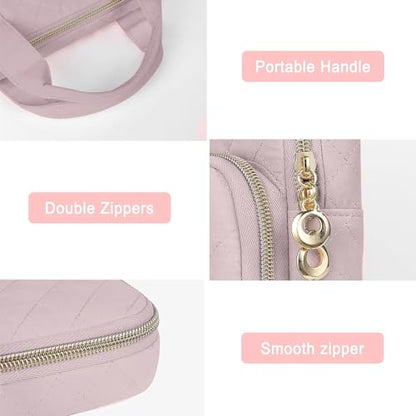MOSISO 360 Protective Laptop Case 13.3 inch, 13-13.3 inch Laptop Sleeve | Compatible with MacBook Air/Pro 13/Pro 14,HP Dell ASUS Lenovo, Square Quilted Bag with 2 Pockets&Handle&Belt, Pink - color: Pink, size: 13.3 inch