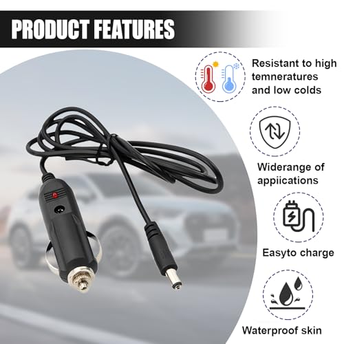 12V Car Charger Adapter, Car Cigarette Lighter Male Plug to DC Connector, Power Cable Compatible with Neck Back Massage Cushions/Portable DVD Players/Cars Refrigerators/Cameras (1PC) - size: 1PC