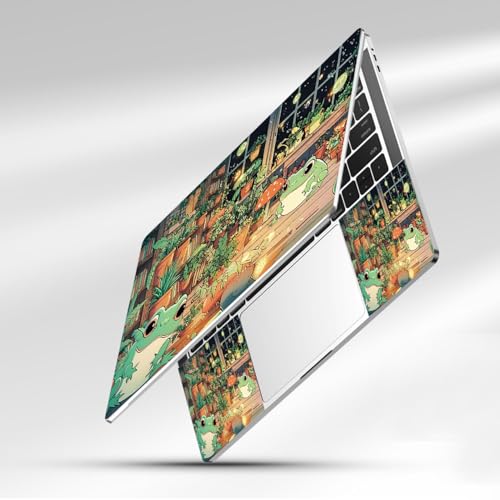 12.1-15.6 Inch Laptop Skin Decal - Universal Reusable Vinyl Laptop Cover Sticker, Waterproof Art Decal Protector - Frog & Mushroom - color: Frog & Mushroom