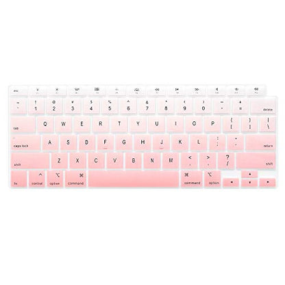ProElife Keyboard Cover Skin for 2021 2020 MacBook Air 13 Inch (MODLE A2179 and A2337 Apple M1 Chip, U.S Layout) with Touch ID Keyboard Accessories Ultra Thin Silicone Protector (Light Pink Ombre) | Light Pink Ombre, U.S. Layout, Non-interference Design f