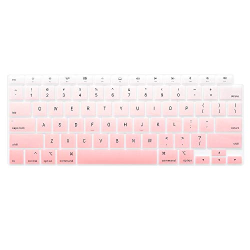 ProElife Keyboard Cover Skin for 2021 2020 MacBook Air 13 Inch (MODLE A2179 and A2337 Apple M1 Chip, U.S Layout) with Touch ID Keyboard Accessories Ultra Thin Silicone Protector (Light Pink Ombre) | Light Pink Ombre, U.S. Layout, Non-interference Design f