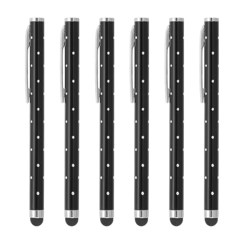 PATIKIL Stylus Pens for Touch Screens, 6 Pcs High Precision Universal Bling Stylus Crystal Metal Capacitive Pen for Touch Screen Devices Phone Tablets Laptop, Black - color: Black