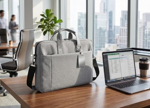EMOO 14 Inch Laptop Briefcase, Polyester Laptop Bag with Front Pocket, Double Zipper Computer Bag for Daily Office Use