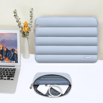 MOSISO Laptop Case 14 inch, 14 inch Puffy Laptop Sleeve Compatible with HP Lenovo Dell ASUS Acer, HP Stream, Dell Latitude, Lenovo IdeaPad, Polyester Horizontal Bag with Small Case, Baby Blue - color: Baby Blue, size: 14 inch