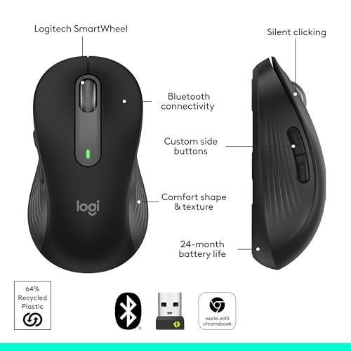 Logitech Signature M650 Wireless Mouse Small to Medium Sized Hands - Black - color: Black