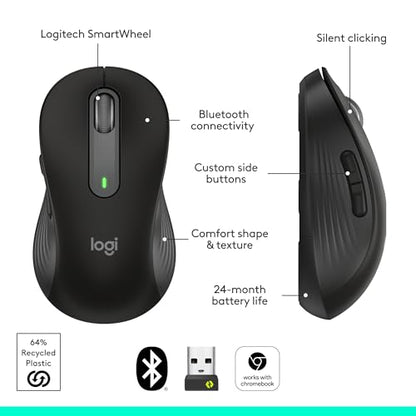 Logitech Signature M650 Wireless Mouse Small to Medium Sized Hands - Black - color: Black