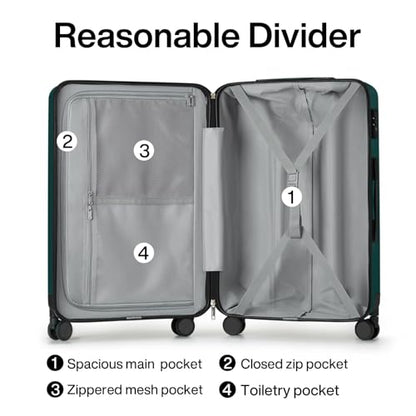 Hanke Luggage Sets 3 piece Carry On Luggage with Wheels PC Hard Shell Suitcases Lightweight Checked Travel Luggage Large Travel Suitcase Woman Men 20/24/29 Inch(Blackish Green) - color: Blackish Green, size: 3 Piece Set（20/24/29）