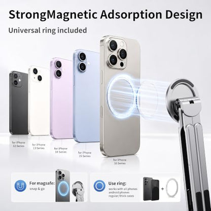 Portable Laptop Stand, 3-in-1 Magnetic Foldable Adjustable, for Desk（White） | Aluminum alloy, lightweight compact, 8-level height, ergonomic, for phone/tablet, home office/travel - color: E05S-White
