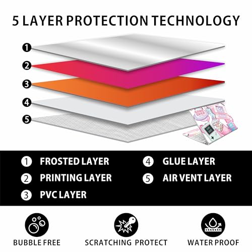 Laptop Skin Decal HP 15.6" - Kawaii Pixel Laptop Cover Sticker No Cutting Required, No Bubble, Waterproof, Scratch Resistant - Including Wide Screen and Wrist Pad - size: 15.6 inch