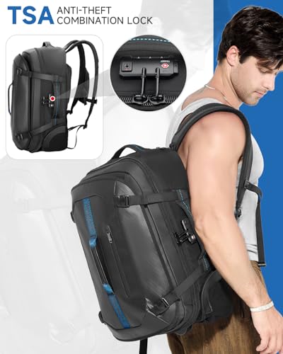 Travel Rolling Backpack Carry-On Set with 2 Storage Bags, 50L Wheeled Laptop Backpack with Wheels, Water-Resistant Luggage for Commute, Work, Travel, Camping & Fitness - color: Black-517