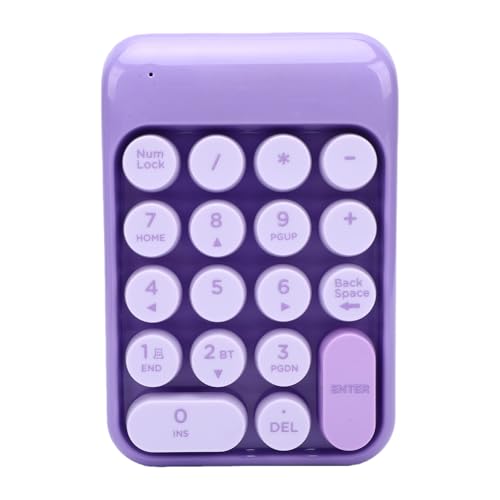 XUMIUZIY Wireless Number Pad, 2.4G / Bluetooth Numeric Keypad with Concave Dot Keycap, 18 Keys Mini Financial Accounting Number Keyboard for Laptop, PC (Purple) - color: Purple
