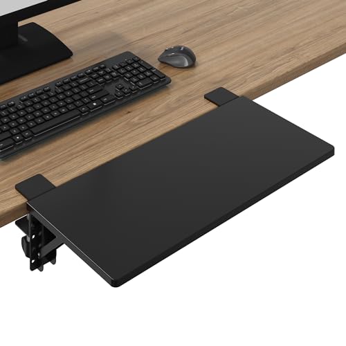 BONTEC Small Ergonomics Desk Extender Tray, 20x9.5 Inch Table Mount Arm Rest Shelf, 90° Foldable Keyboard Tray Platform, Clamp on Computer Arm Rest for Desk, Suitable for Office Desks, Black | 90° Foldable Keyboard Tray Platform, Table Mount Arm Rest Shel