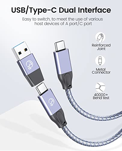 ORICO 7-Port USB 3.2 Gen2 Hub, Desktop USB 3.2 Hub with 7 USB-A Ports, 5V 3A Power Supply Port, 10Gbps Aluminium USB-Splitter with 1.64Ft USB-C to USB-A/C Cable for iMac, MacBooks, Mac mini - size: 50cm, style: M3U7