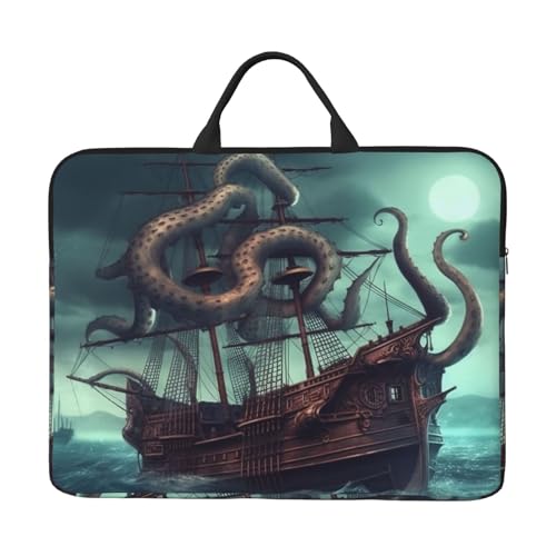 14 Inch Laptop Sleeve Case Waterproof Lightweight Laptop Case Bag Octopus Ship Travel Laptop Bag With Handle Briefcase Messenger Bag For Women Men
