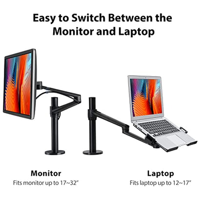 Viozon Laptop/Notebook/Projector Mount Stand, Height Adjustable Single Arm Mount Support 12-17 inch Laptop/Notebook/Tablet, Free Removable VESA 75X75 and 100X100 for Monitor 17-32 inch.