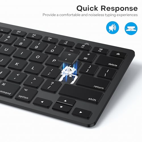 OMOTON Bluetooth Keyboard Compatible with Mac, Compact Wireless Keyboard Compatible with MacBook Pro/Air, iMac, Mac mini/Pro Laptop and PC, Dark Black - color: Dark Black