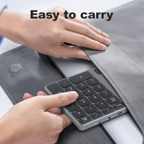 MOFII Number Pad for Laptop - Bluetooth Gray Wireless Numeric Keypad 35 Keys USB-C Rechargeable Numpad, Accounting Portable Financial Data 10 Key for Laptop/PC/Desktop/Notebook/Surface Pro - color: Dark grey