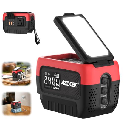240W Power Inverter Pure Sine Wave Compatible with Craftsman 20V Battery | 7A Fast Charger, Portable Power Station with 120V AC Outlets, USB-C (140W), 2 QC USB Ports(18W), 600LM LED (No Battery) - color: Crimson