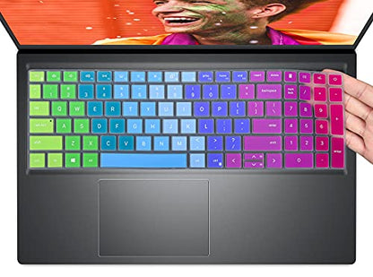 Colorful Keyboard Cover for 2026 2025 Dell 15 Laptop DC15250 DC15255 15.6, Inspiron 15 3510 3511 3520 3525 3530 3535/ Inspiron 16 5640 5645, 15.6 Dell Latitude 3520 Laptop Skin,Rainbow - color: Rainbow