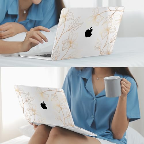 Mektron Case for 2026 MacBook Neo 13-inch A18 Pro chip A3404 Laptop Cover with 13-inch (Diagonal) Liquid Retina Display+ Keyboard Cover+ Screen Protector, Gold Flower S718 - color: Gold Flower S718