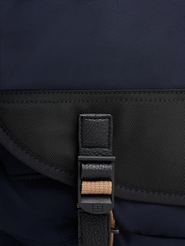 Tommy Hilfiger Men's Lightweight Messenger Laptop Bag With Buckle and Adjustable Strap - color: Space Blue