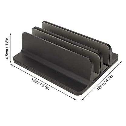 flexman Vertical Laptop Stand Holder, Double Dock Cooling Aluminum Alloy Desktop Stand Holder with Silicone Protective Pad for Computers, Tablets, Books Storage