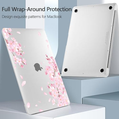 Designed for MacBook Air 13 inch Case 2021-2018 A2337 M1/A2179/A1932, Ultra-Thin Hard Shell Case for MacBook Air 13.3" with Keyboard Cover & USB Adapter & Webcam Cover, Cherry Blossoms - color: Fluttering Cherry Blossoms