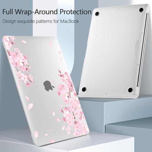 Designed for MacBook Pro 13.3 inch Case 2023-2016 A2338 A2251 A2289 A2159 A1989 A1708 A1706, Ultra-Thin Hard Shell Case with Keyboard Cover & USB Adapter & Webcam Cover, Cherry Blossoms - color: Fluttering Cherry Blossoms