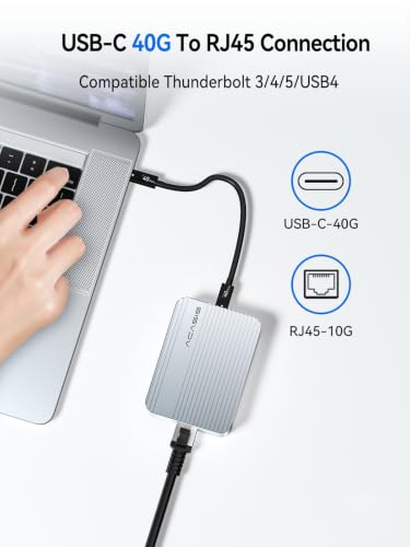 ACASIS USB4 to 10Gb Ethernet Adapter Aluminum Housing | USB-C to 10gb Ethernet Adapter Compatible Thunderbolt 3/4/5 Ethernet Adapter for Video Editing / Windows (Driver Required)