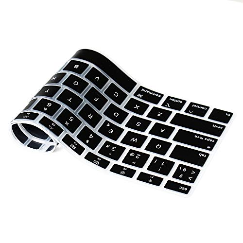 ProElife Keyboard Cover with Touch ID for MacBook Air 13-in A2337, Spanish | Black, U.S Layout, Non-interference Design for ID Key, Dust-proof, Silicone Protective Skin, Custom Fit, Washable & Reusable - color: Black-Spanish